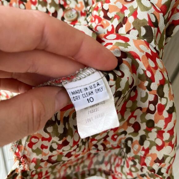 Funky Vintage GIANNI Abstract Blouse – 90s Rayon Sheer Made in USA – Sz 10 M/L - Picture 6 of 12